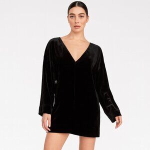 Fame and Partners The Cabott Dress in Elegant Black Velvet Shift Mini Dress 6
